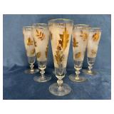 Six Libbey Golden Foliage Pilsner Glasses