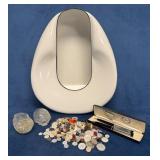 Vintage Items Including Clean Bedpan, Button Colle