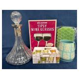 Crystal Decanter, Tipsy Wine Glasses, Shot Glass S