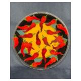 Peggy Karr Chili Pepper Glass Plate, Handmade in A