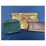Two Vintage Handbags and One Wallet in Man-Made Ma