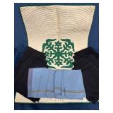 12 Black Napkins, 6 Blue Napkins, and One Quilted