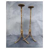 Tall Wrought Iron Candle Holders with Leaf Motif