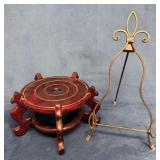 Two Decorative Stands: Wood and Metal Designs