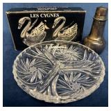Crystal and Silverplate Salt and Pepper Cellars, D