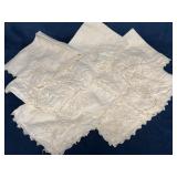 Ten Vintage Lace-Trimmed Napkins Measuring 15ï¿½ï¿½x15