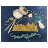 Decorative Items Including Brass Shalom Sign and S