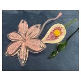Three Glass Floral Stems in Varied Colors and Text