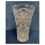 Intricate Pressed Crystal Vase with Detailed Patte