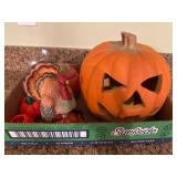 Autumn Holiday Decor with Pumpkin and Turkey Figur