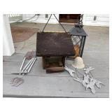 Four Outdoor Decor Items with Bird and Lantern The