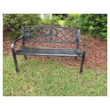 Outdoor Metal Bench with Fleur-de-Lis Design, 50