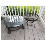 Two Round Tables: Glass-Top Metal Table and Metal