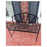 Black Metal Outdoor Bench with Heart-Shaped Detail