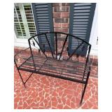 Black Metal Decorative Outdoor Bench with Leaf Mot