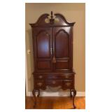 Mahogany Armoire TV Cabinet with Queen Anne Style