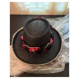 Ladies Gamecock Hat with Decorative Trim and Ribbo