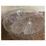 Glass Punch Bowl with 12 Cups and Ladle, Various D