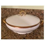 Limoges Covered Serving Dish with Gold Accents
