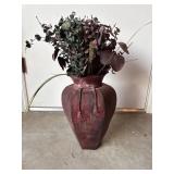 Rustic Red Vase with Dried Floral Arrangement