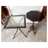 Two Accent Tables: Octagonal Wood Table and Metal/