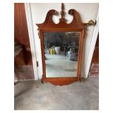 Wooden Mirror with Scroll Pediment and Finial