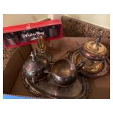 Silver Plate Lot Including Serving Pieces and Napk