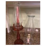 Two Lanterns: Wooden Candle Holder and Glass Oil L