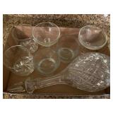 Crystal Decanter with Stopper and Branded Glasses