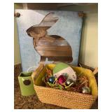 Easter Decor Set with Lucky Bamboo Vase and Wooden