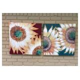 Two Floral Canvas Prints Featuring Sunflowers, Eac