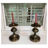 16-Inch Brass Hurricane Candle Holders with Glass
