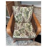 Wicker Armchair With Leaf Print Cushions