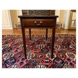 Wood Side Table with Single Drawer and Brass Handl