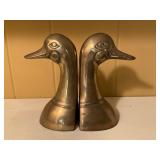 Brass Duck Head Bookends, 6 Inches Tall