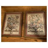 Framed Floral Prints Depicting April and September