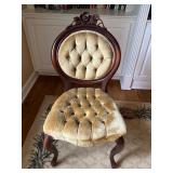 Upholstered Tufted Accent Chair with Carved Rose M