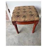 Wooden Stool With Upholstered Palm Tree Pattern Se