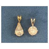 Unmarked Pendants with Clear Stones in Tear and Ro