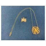 5.4 Grams Silver Pendant Necklace and American Fla