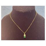 14K Gold-Filled Necklace with Green Gemstone Penda