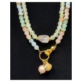 Two Quartz Bead Necklaces with Gold-Tone Accents a