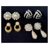 Four Pairs of Earrings Featuring Faux Pearls, Rhin