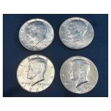 Four 1967 Kennedy Half Dollar Coins