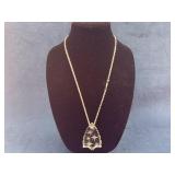 Silver-Tone Necklace With Etched Clear Star Pendan
