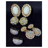Four Pairs of Clip-On Rhinestone Earrings in Vario