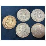 1951-1961 Franklin Half Dollar Coins - Set of 5