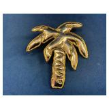 Gold-Toned Palm Tree Brooch and Pendant Combo