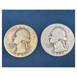 1945 and 1937 Washington Silver Quarters