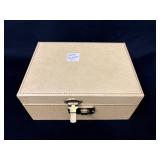 Beige Jewelry Box with Velvet Interior and Key Loc